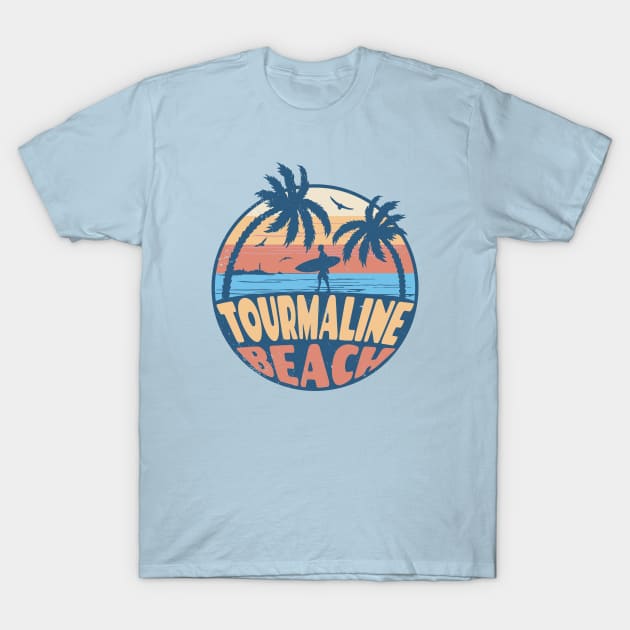 Vintage Surfing Tourmaline Beach, California // Retro Summer Vibes // Grunge Surfer Sunset T-Shirt by Now Boarding